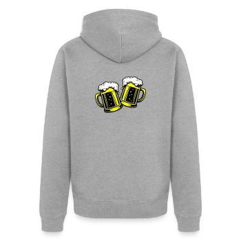 Bierglas Bier Anstossen - Unisex Premium Bio Zip Hoodie - Grau meliert - Hinten - Nico (187cm)