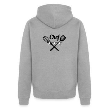 Chef - Kitchen - Cook - Unisex Premium Organic Zip Hoodie - heather grey - Back - Nico (187cm)