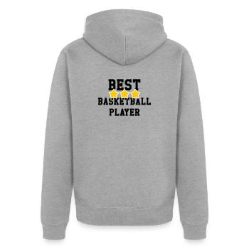 Bester Basketballspieler der Welt – Sportmeister - Unisex Premium Bio Zip Hoodie - Grau meliert - Hinten - Nico (187cm)