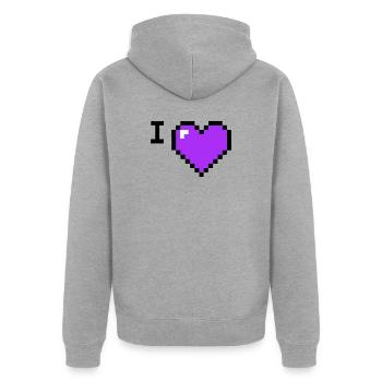 I Love Herz Platzhalter Text - Unisex Premium Bio Zip Hoodie - Grau meliert - Hinten - Nico (187cm)