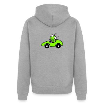 Caterpillar Worm Voiture de course Voiture de course Conduite rapide Sports - Veste à capuche bio Premium Unisexe - gris chiné - Dos - Nico (187cm)