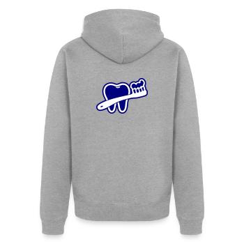 Zahn mit Zahnbürste Symbol Blau - Unisex Premium Bio Zip Hoodie - Grau meliert - Hinten - Nico (187cm)