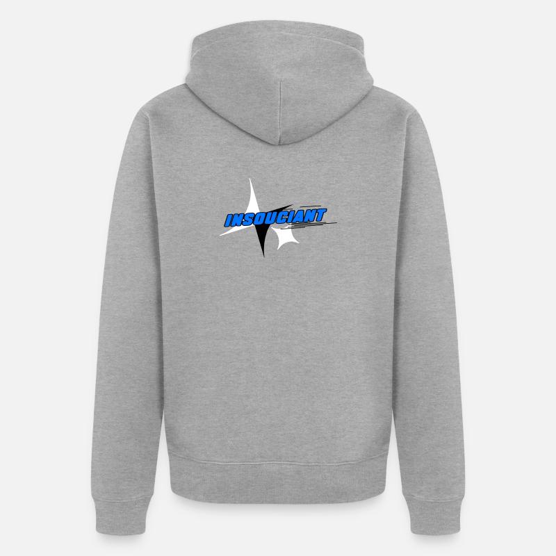 Insouciant Bleu Dynamique - Veste à capuche bio Premium Unisexe - gris chiné