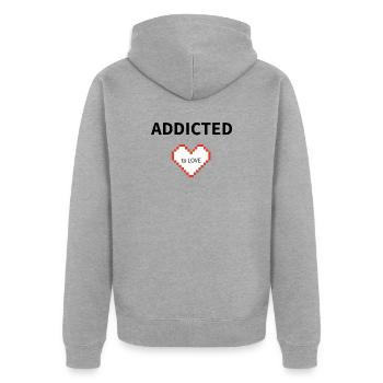 Pixel Heart to Love - Unisex Premium Organic Zip Hoodie - heather grey - Back - Nico (187cm)