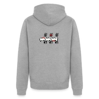 Ânes aux Trois Os - Veste à capuche bio Premium Unisexe - gris chiné - Dos - Nico (187cm)