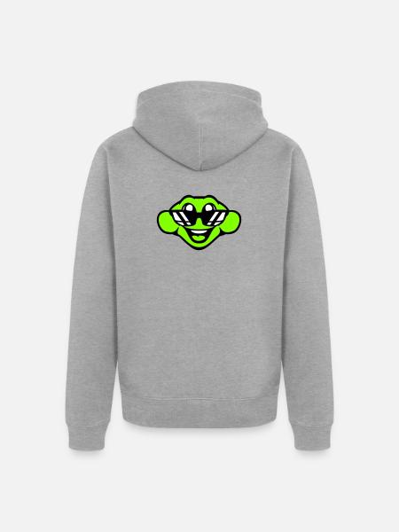 frog toad cool sunglasses laughing happy cute - Unisex Premium Organic Zip Hoodie - heather grey