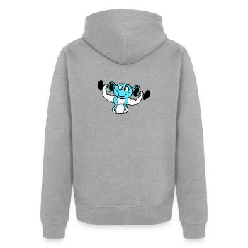 Caterpillar Bodybuilder Muscle Building Strong Fitness Gym - Unisex Premium Organic Zip Hoodie - heather grey - Back - Nico (187cm)