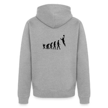Basketball / Basketball / Basktet-Ball / Sport - Unisex Premium Bio Zip Hoodie - Grau meliert - Hinten - Nico (187cm)