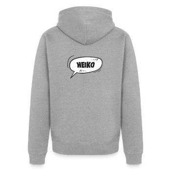 Heiko als Vorname - Unisex Premium Bio Zip Hoodie - Grau meliert - Hinten - Nico (187cm)