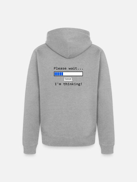 Blauer Fortschrittsbalken mit Abbrechen-Option - Unisex Premium Bio Zip Hoodie - Grau meliert
