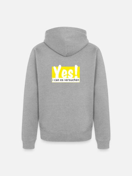 Yes i can es versuchen! - Unisex Premium Bio Zip Hoodie - Grau meliert