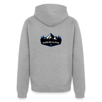 Djerdjer_Alayen_2 - Unisex Premium Organic Zip Hoodie - heather grey - Back - Nico (187cm)