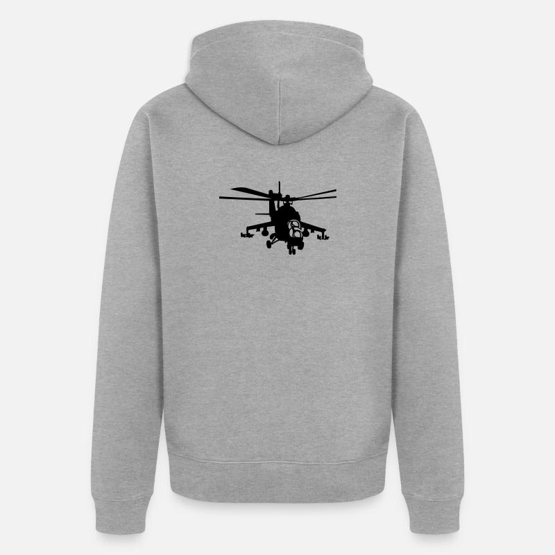 hélicoptère Mi-24 - Veste à capuche bio Premium Unisexe - gris chiné