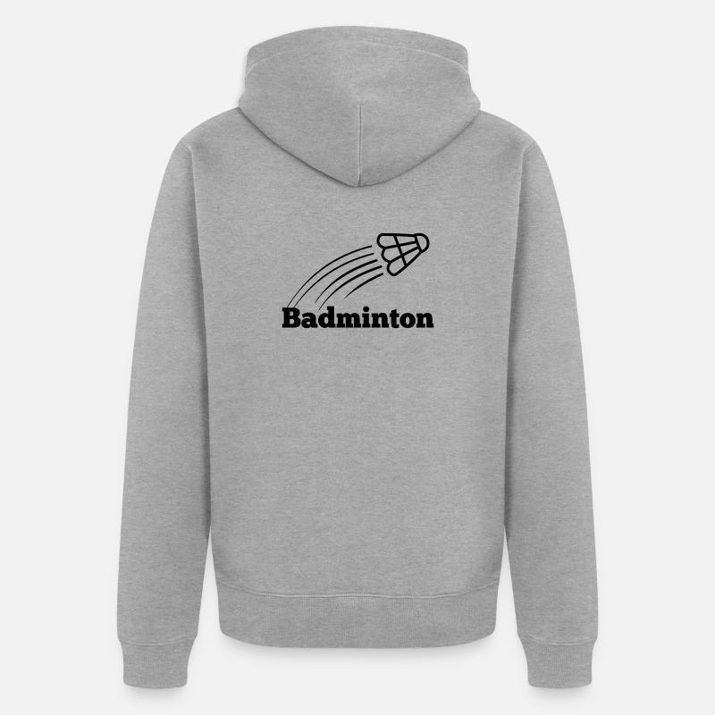 Badmintontext mit hochfliegendem Shuttle - Unisex Premium Bio Zip Hoodie - Grau meliert