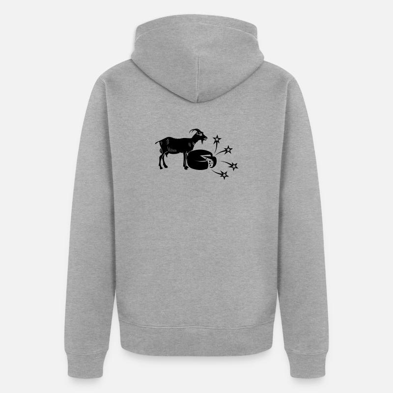 Fromage en tranches et chèvre, - Veste à capuche bio Premium Unisexe - gris chiné