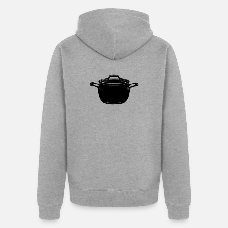 Suppe oder Pfanne - Unisex Premium Bio Zip Hoodie - Grau meliert