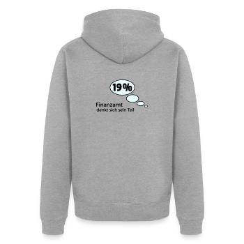 denkt sich sein Teil - Unisex Premium Bio Zip Hoodie - Grau meliert - Hinten - Nico (187cm)