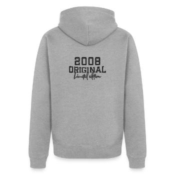 18. Geburtstag, 18 Jahre - Unisex Premium Bio Zip Hoodie - Grau meliert - Hinten - Nico (187cm)