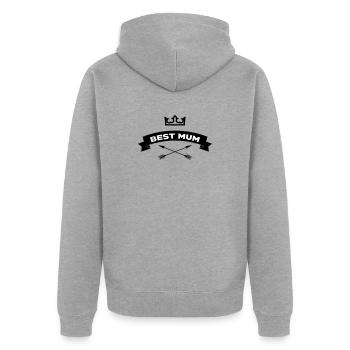 Beste Mama - Muttertag - Unisex Premium Bio Zip Hoodie - Grau meliert - Hinten - Nico (187cm)