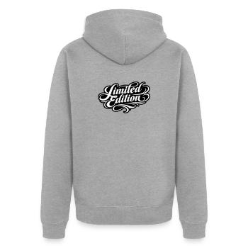 Limited edition - Unisex Premium Organic Zip Hoodie - heather grey - Back - Nico (187cm)