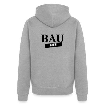 Bau Crew - Bauarbeiter Handwerker Baustelle Team - Unisex Premium Bio Zip Hoodie - Grau meliert - Hinten - Nico (187cm)