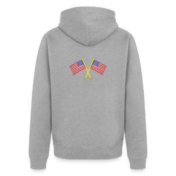 Flagge der Vereinigten Staaten - Unisex Premium Bio Zip Hoodie - Grau meliert - Hinten - Nico (187cm)
