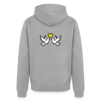 Wedding Dove Couple Couple Heart - Unisex Premium Organic Zip Hoodie - heather grey - Back - Nico (187cm)