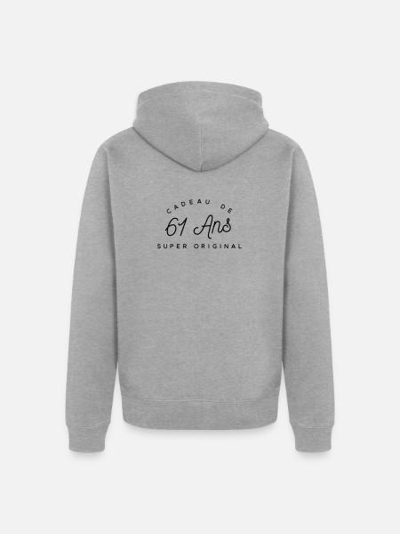 Cadeau 61 ans  - Veste à capuche bio Premium Unisexe - gris chiné