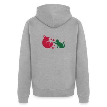 Katze Christbaumkugel Grafik - Unisex Premium Bio Zip Hoodie - Grau meliert - Hinten - Nico (187cm)