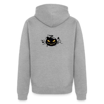citrouille d'halloween noir avec des yeux brillants - Veste à capuche bio Premium Unisexe - gris chiné - Dos - Nico (187cm)