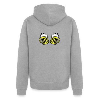 Bier Bierkrug Prost Comic - Unisex Premium Bio Zip Hoodie - Grau meliert - Hinten - Nico (187cm)