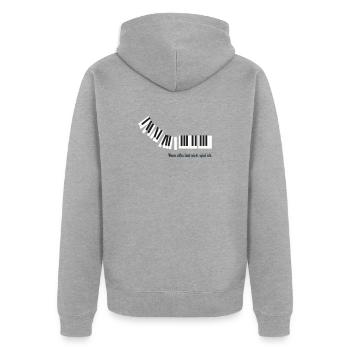 Quand tout devient bruyant, je joue. - Veste à capuche bio Premium Unisexe - gris chiné - Dos - Nico (187cm)