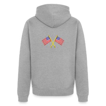Flagge der Vereinigten Staaten - Unisex Premium Bio Zip Hoodie - Grau meliert - Hinten - Nico (187cm)