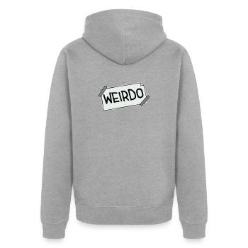 Weirdo Komischer Verrückter Lustiger Spruch Logo - Unisex Premium Bio Zip Hoodie - Grau meliert - Hinten - Nico (187cm)