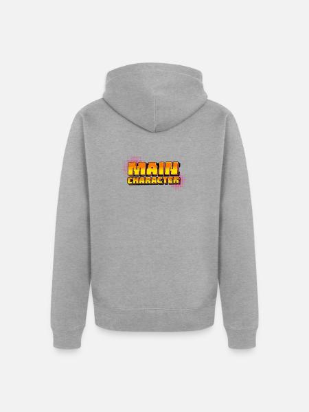 MAIN CHARACTER - Unisex Premium Bio Zip Hoodie - Grau meliert
