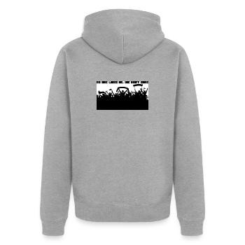 Fussball Fans Ultras - Unisex Premium Bio Zip Hoodie - Grau meliert - Hinten - Nico (187cm)