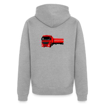 LKW - Unisex Premium Bio Zip Hoodie - Grau meliert - Hinten - Nico (187cm)