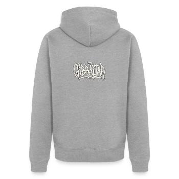 Gibraltar Graffiti Hip Hop - Unisex Premium Bio Zip Hoodie - Grau meliert - Hinten - Nico (187cm)