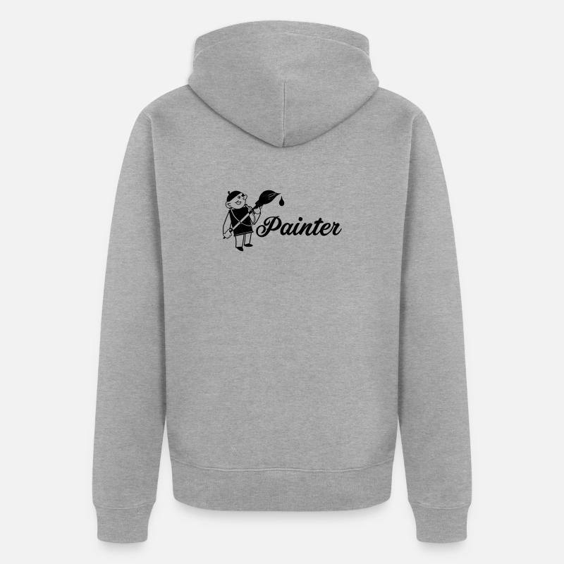 Maler mit Pinsel Text painter - Unisex Premium Bio Zip Hoodie - Grau meliert
