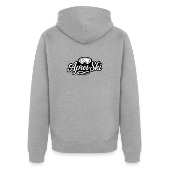 Apres Ski Skibrille Piste - Unisex Premium Bio Zip Hoodie - Grau meliert - Hinten - Nico (187cm)