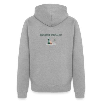 Schach-Endspielanalyse und fortgeschrittene Strategie - Unisex Premium Bio Zip Hoodie - Grau meliert - Hinten - Nico (187cm)