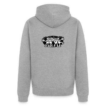 Bière du groupe d’amis du marié - Veste à capuche bio Premium Unisexe - gris chiné - Dos - Nico (187cm)