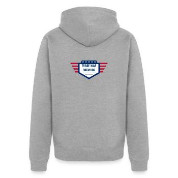 Trade War Survivor - US Edition - Unisex Premium Bio Zip Hoodie - Grau meliert - Hinten - Nico (187cm)