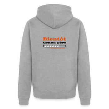bientôt grand père  - Veste à capuche bio Premium Unisexe - gris chiné - Dos - Nico (187cm)