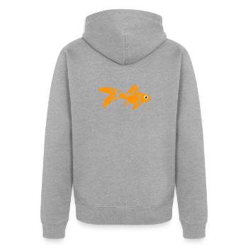 Stilisierter Goldfisch - Unisex Premium Bio Zip Hoodie - Grau meliert - Hinten - Nico (187cm)