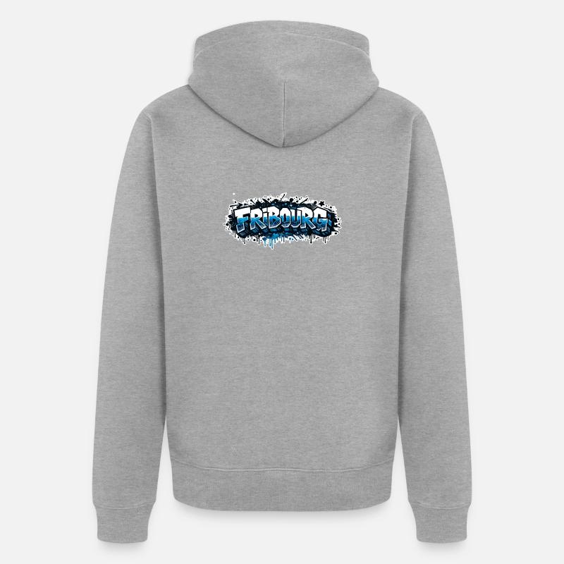 Fribourg Graffiti - Veste à capuche bio Premium Unisexe - gris chiné