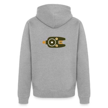 Bissanzeiger Angel Icon - Unisex Premium Bio Zip Hoodie - Grau meliert - Hinten - Nico (187cm)