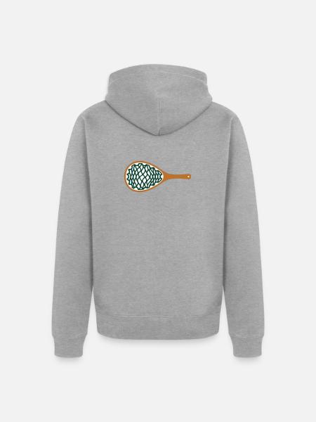 Kescher Angeln Fisch Icon - Unisex Premium Bio Zip Hoodie - Grau meliert