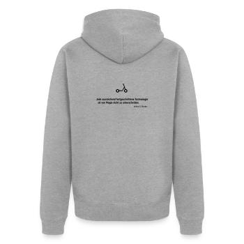 Technologie Magie Scooter - Unisex Premium Bio Zip Hoodie - Grau meliert - Hinten - Nico (187cm)