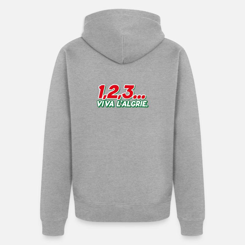 123 viva l'Algérie - Veste à capuche bio Premium Unisexe - gris chiné